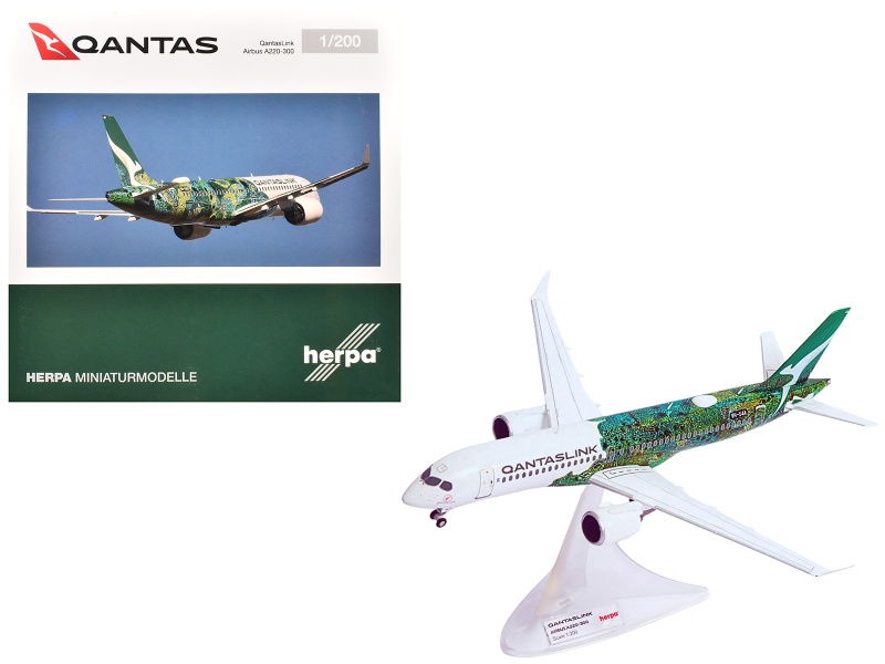 Herpa Airbus A220-300 QantasLink Minyma Kutjara Tjukurpa VH-X4A 1:200 Diecast Model