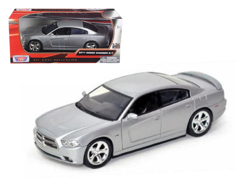 2011 Dodge Charger R/T Hemi Silver 1/24 Diecast Model Car By Motormax
