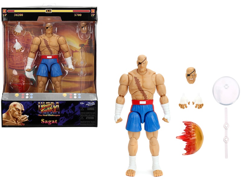 Sagat 7.5" Moveable Figure With Accessories And Alternate Head And Hands "Ultra Street Fighter Ii: The Final Challengers" (2017) Video Game Model By Jada