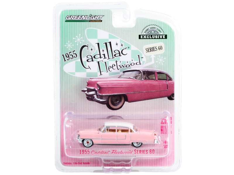 1955 Cadillac Fleetwood Series 60 Pink With White Top "Hobby Exclusive" Series 1/64 Diecast Model Car By Greenlight