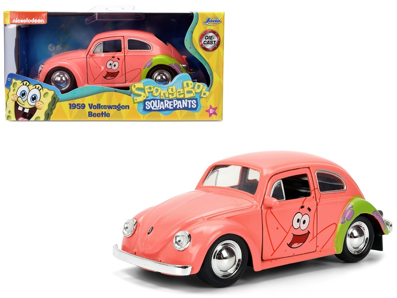 1959 Volkswagen Beetle "Patrick Star" Livery Pink "Spongebob Squarepants" (1999-Current) Tv Series "Hollywood Rides" Series 1/32 Diecast Model Car By Jada