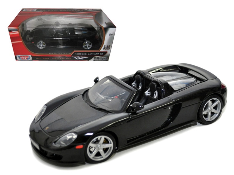 Porsche Carrera Gt Convertible Black With Black Interior 1/18 Diecast Model Car By Motormax