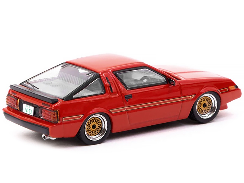 Mitsubishi Starion Rhd (Right Hand Drive) Bright Red With Black Stripes "Road64" Series 1/64 Diecast Model Car By Tarmac Works
