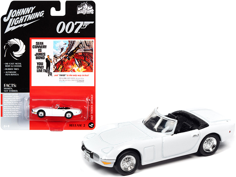 1967 Toyota 2000Gt Convertible White (James Bond 007) "You Only Live Twice" (1967) Movie "Pop Culture" Series 1/64 Diecast Model Car By Johnny Lightning