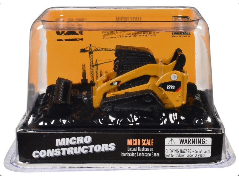 Cat Caterpillar 272C Compact Track Loader With Broom Yellow "Micro-Constructor" Series Diecast Model By Diecast Masters