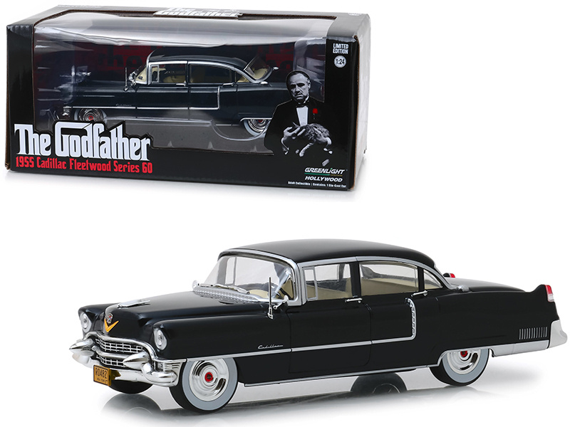 1955 Cadillac Fleetwood Series 60 Black "The Godfather" (1972) Movie 1/24 Diecast Model Car By Greenlight