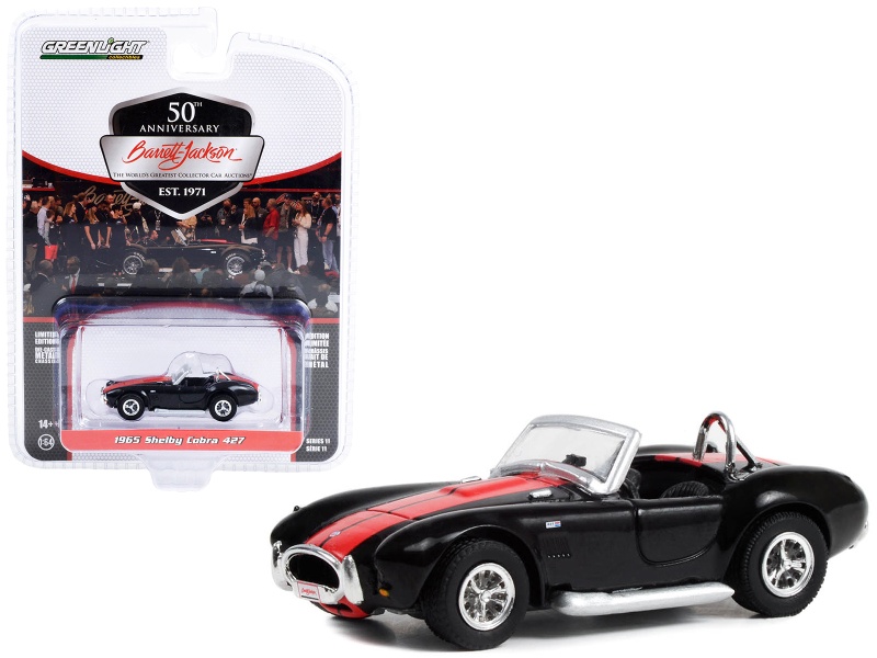 1965 Shelby Cobra 427 Black With Red Stripes (Lot #3002) Barrett Jackson "Scottsdale Edition" Series 11 1/64 Diecast Model Car By Greenlight