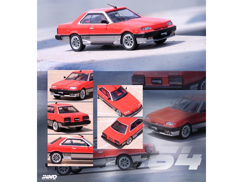 Nissan Skyline 2000 Rs-X Turbo (Dr30) Rhd (Right Hand Drive) Red And Silver With Black Stripes 1/64 Diecast Model Car By Inno Models