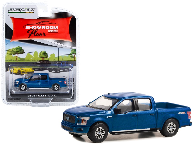 2020 Ford F-150 Xl Stx Package Pickup Truck Velocity Blue "Showroom Floor" Series 2 1/64 Diecast Model Car By Greenlight