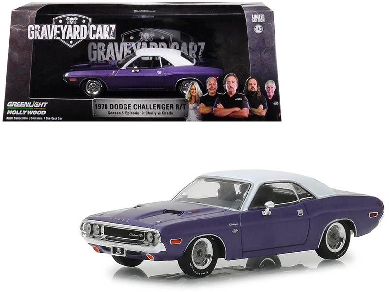 1970 Dodge Challenger R/T Purple With White Top "Graveyard Carz" (2012) Tv Series (Season 5 - "Chally Vs. Chally") 1/43 Diecast Model Car By Greenlight