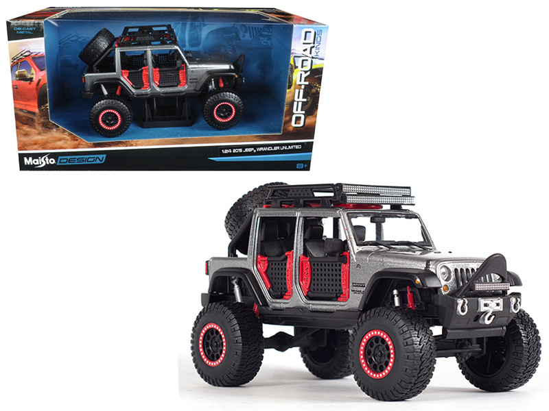 2015 Jeep Wrangler Unlimited Gray Metallic "Off Road Kings" 1/24 Diecast Model Car By Maisto