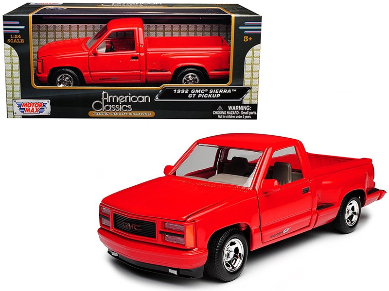 1992 Gmc Sierra Gt Red Pickup Truck 1/24 Diecast Model By Motormax