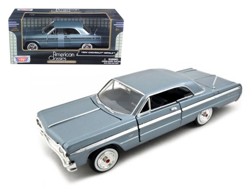 1964 Chevrolet Impala Blue 1/24 Diecast Model Car By Motormax