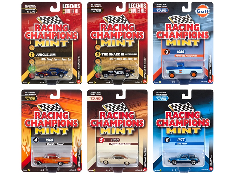 2018 Mint Release 2 Set B Of 6 Cars 1/64 Diecast Models By Racing Champions