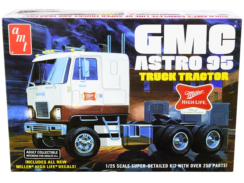 Skill 3 Model Kit Gmc Astro 95 Truck Tractor "Miller" 1/25 Scale Model By Amt