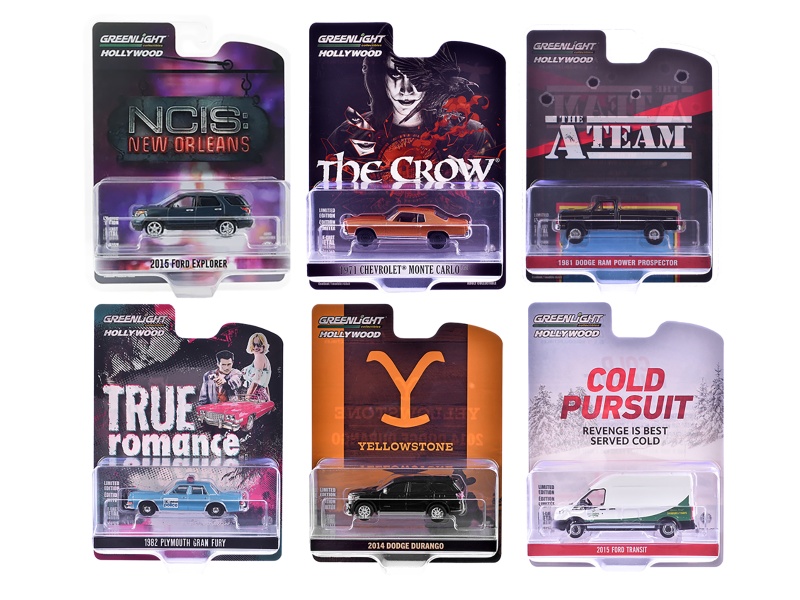 "Hollywood Series" Set Of 6 Pieces Release 43 1/64 Diecast Model Cars By Greenlight