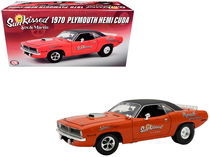 1970 Plymouth Hemi Cuda "Sun Kissed Cuda - Sox & Martin" Vitamin C Orange With Black Vinyl Top Limited Edition To 444 Pieces Worldwide 1/18 Diecast Model Car By Acme