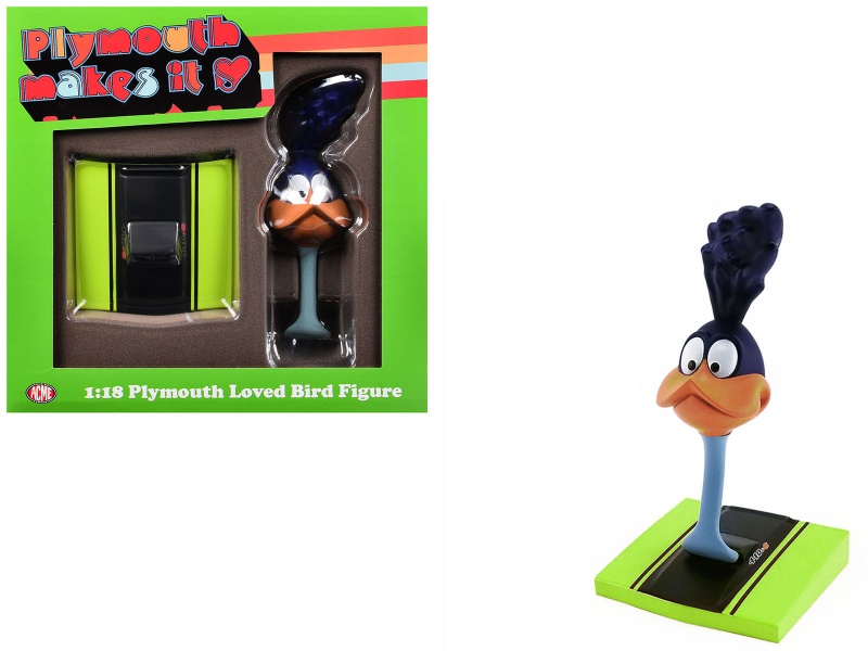 Plymouth Loved Bird Figure with Limelight Green Hood Stand – 1/18 Model by ACME