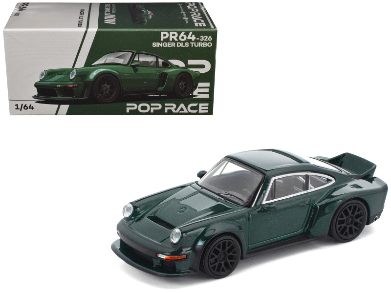 Singer Dls Turbo Green Metallic 1/64 Diecast Model Car By Pop Race