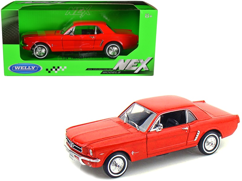 1964 1/2 Ford Mustang Coupe Hardtop Red 1/24 Diecast Model Car By Welly