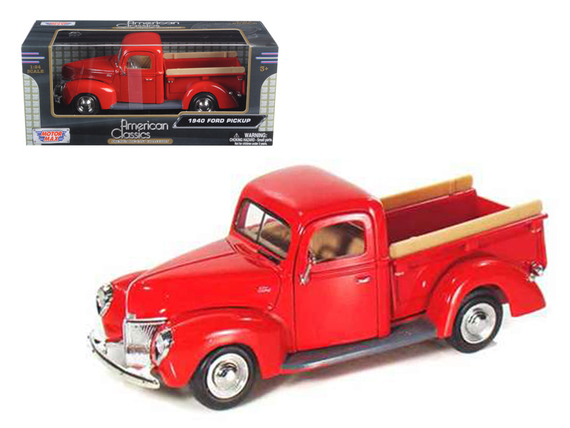 1940 Ford Pickup Truck Red 1/24 Diecast Model Car By Motormax