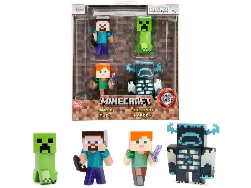Set Of 4 Diecast Figures "Minecraft" Video Game "Metalfigs" Series Diecast Models By Jada