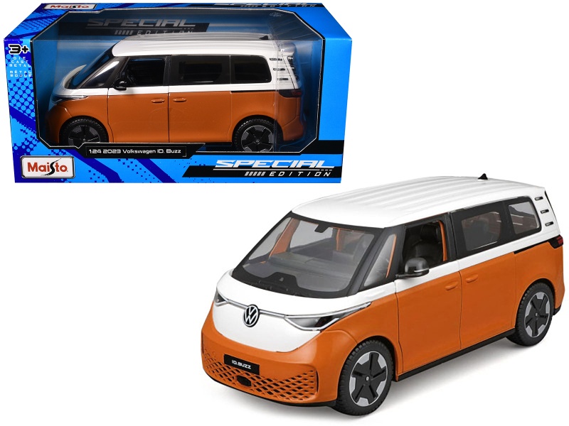 2023 Volkswagen ID. Buzz Van Orange and White “Special Edition” 1/24 Diecast Model Car