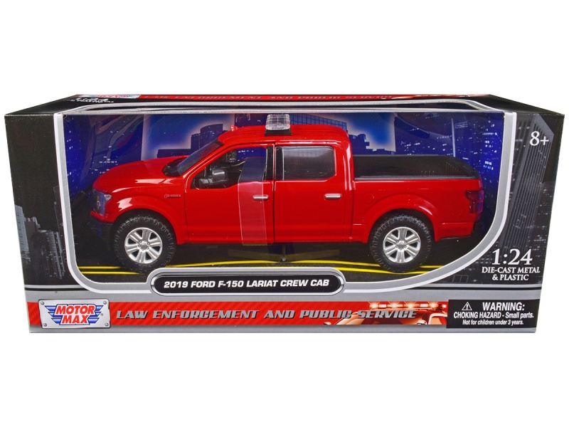 2019 Ford F-150 Lariat Crew Cab Pickup Truck Unmarked Fire Department Red "Law Enforcement And Public Service" Series 1/24 Diecast Model Car By Motormax