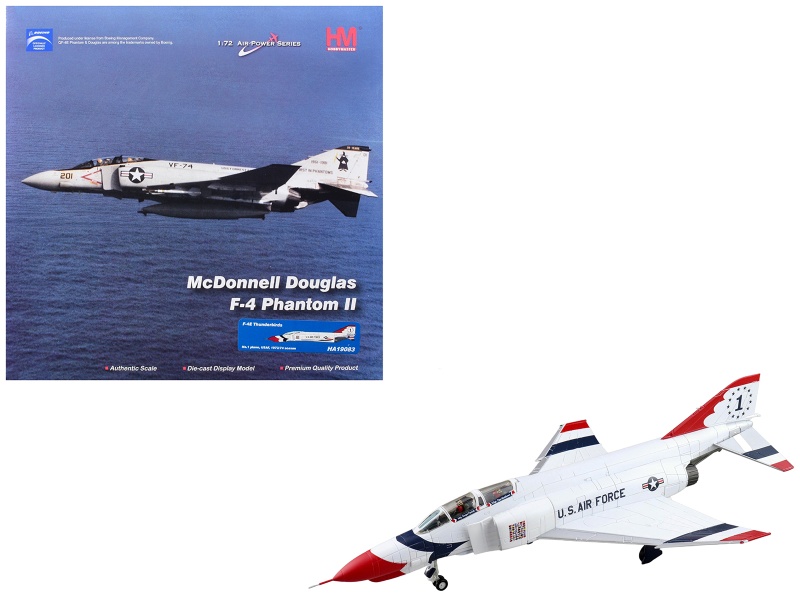Mcdonnell Douglas F-4E Phantom Ii Fighter-Bomber Aircraft "Thunderbirds No.1 Plane 1973/74 Season" United States Air Force "Air Power Series" 1/72 Diecast Model By Hobby Master