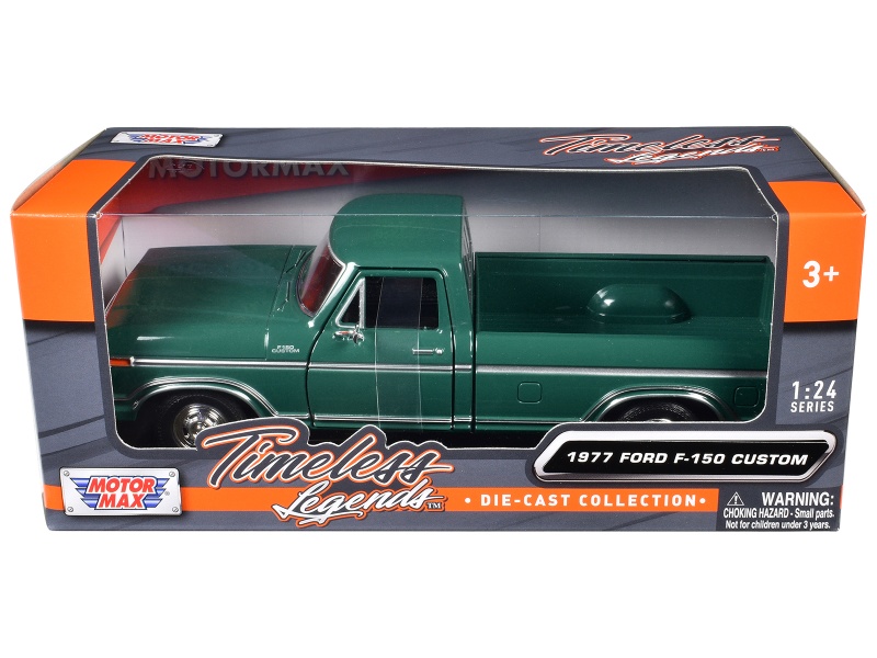 1977 Ford F-150 Custom Pickup Truck Green 'Timeless Legends' Series 1/24 Diecast Model Car