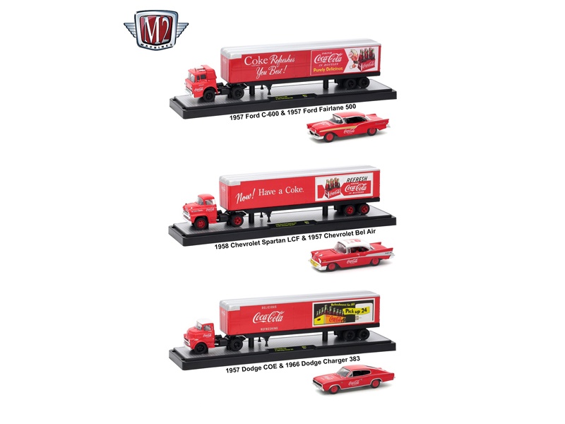 Auto Haulers "Coca-Cola" Release Set Of 3 Trucks 1/64 Diecast Models By M2 Machines