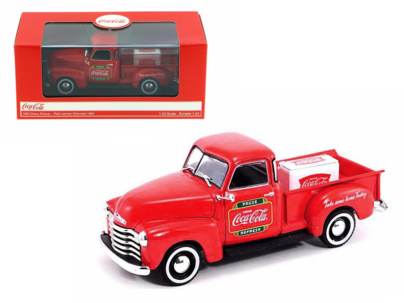 1953 Chevrolet Pickup Truck Red "Coca-Cola" With Metal Cooler 1/43 Diecast Model By Motorcity Classics