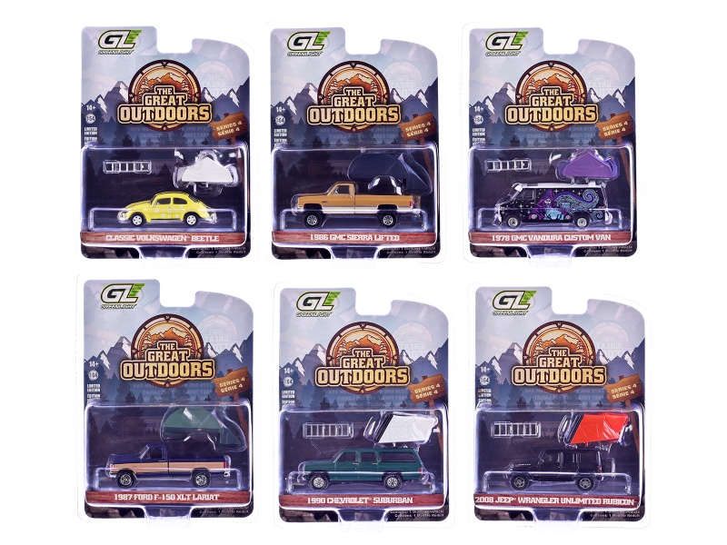 "The Great Outdoors" Series 4 Set Of 6 Pieces 1/64 Diecast Model Cars By Greenlight