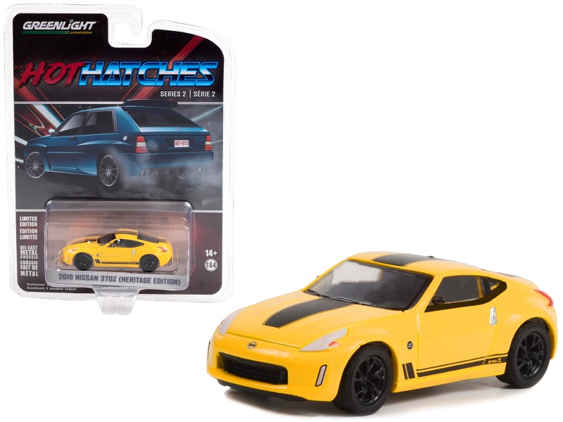2019 Nissan 370Z (Heritage Edition) Chicane Yellow With Black Stripes "Hot Hatches" Series 2 1/64 Diecast Model Car By Greenlight