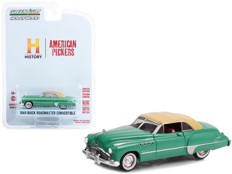 1949 Buick Roadmaster Convertible Green With Tan Soft Top "American Pickers" (2010-Current) Tv Series "Hollywood Series" Release 37 1/64 Diecast Model Car By Greenlight