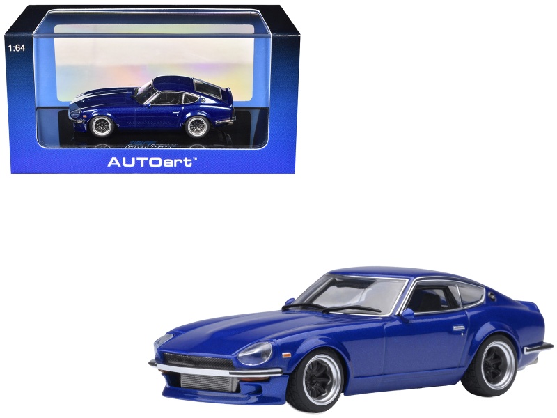 Nissan Fairlady Z Rhd (Right Hand Drive) "Akuma No Z" Blue Metallic "Wangan Midnight - Comic #4 Version" Manga 1/64 Model Car By Autoart