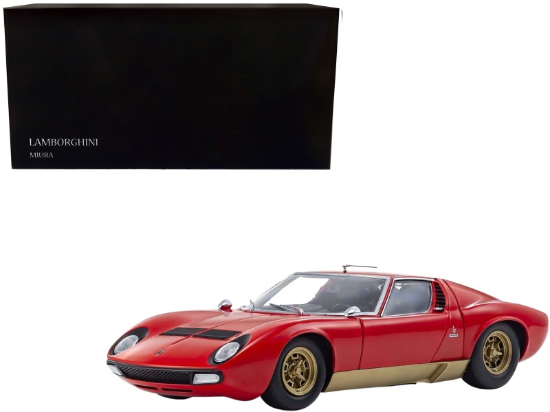 Lamborghini Miura P400sv Red And Gold 1/18 Diecast Model Car By Kyosho