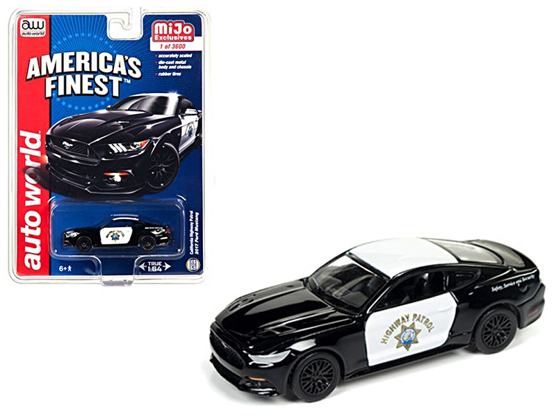 2017 Ford Mustang Gt "America's Finest" Chp California Highway Patrol Limited Edition To 3600Pcs 1/64 Diecast Model Car By Autoworld