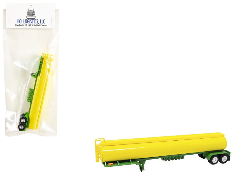 Tanker Trailer Yellow And Green 1/87 (Ho) Scale Plastic Model By Ho Logistics