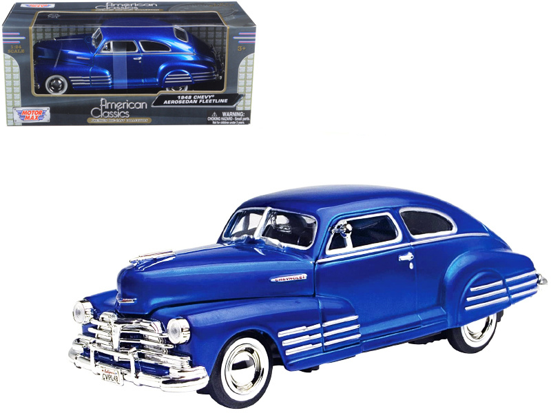 1948 Chevrolet Aerosedan Fleetline Blue 1/24 Diecast Model Car By Motormax