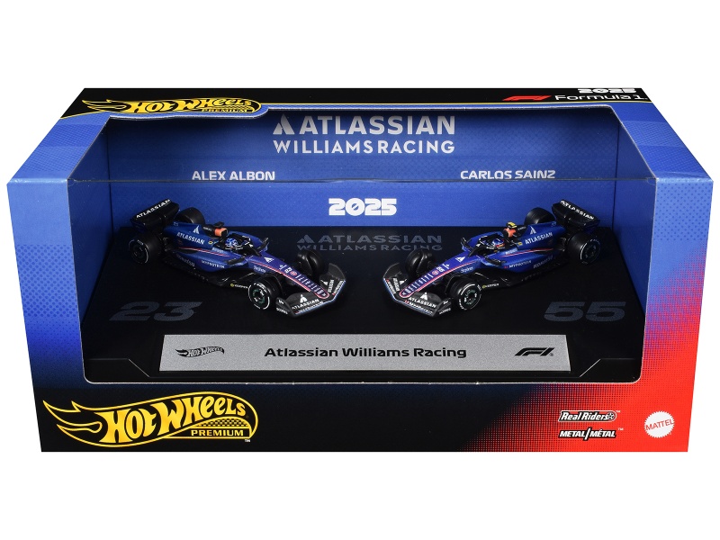 "Atlassian Williams Racing" Formula One F1 World Championship (2025) 2 Piece Set Diecast Model Cars By Hot Wheels