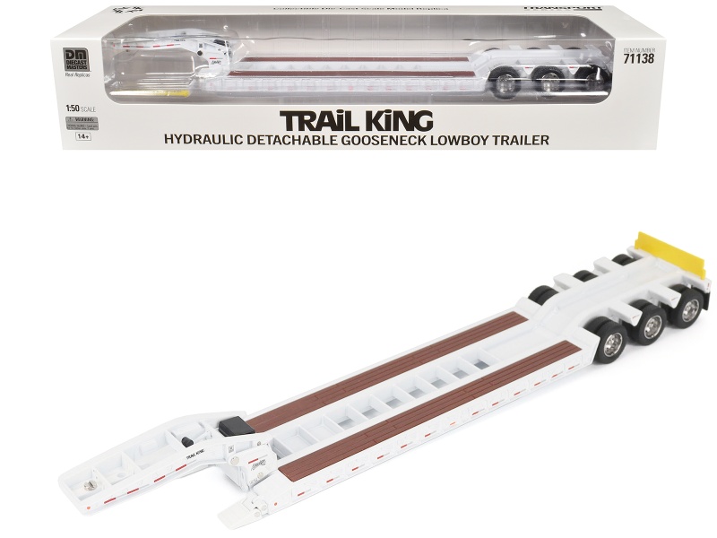 Trail King TK120 Hydraulic Detachable Gooseneck Lowboy Trailer, White Regular Version, 1/50 Diecast Model
