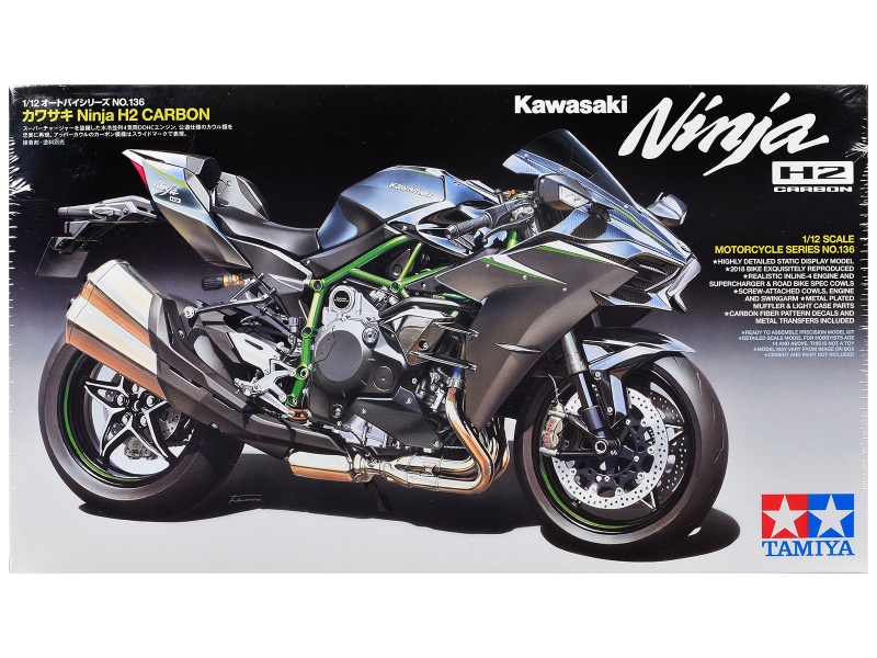 Model Kit Kawasaki Ninja H2 Carbon Motorcycle 1/12 Scale Model By Tamiya