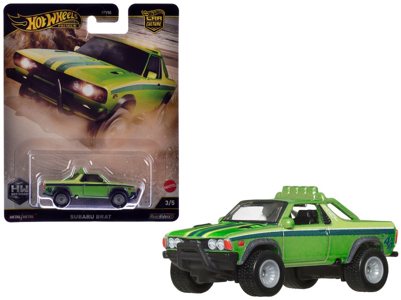 Subaru Brat Utility Truck Green Metallic With Stripes "Hw Off Road" Series Diecast Model Car By Hot Wheels