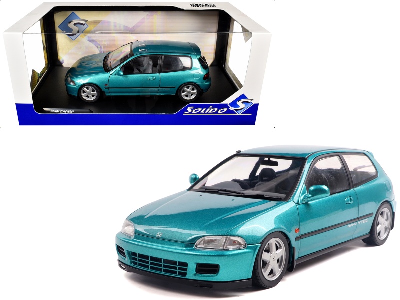1991 Honda Civic (Eg6) Rhd (Right Hand Drive) Aztec Green Metallic 1/18 Diecast Model Car By Solido