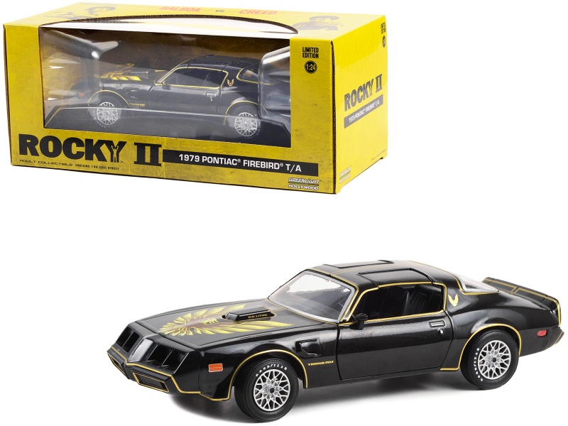 1979 Pontiac Firebird T/A Trans Am Black with Hood Phoenix 'Rocky II' Diecast Model Car