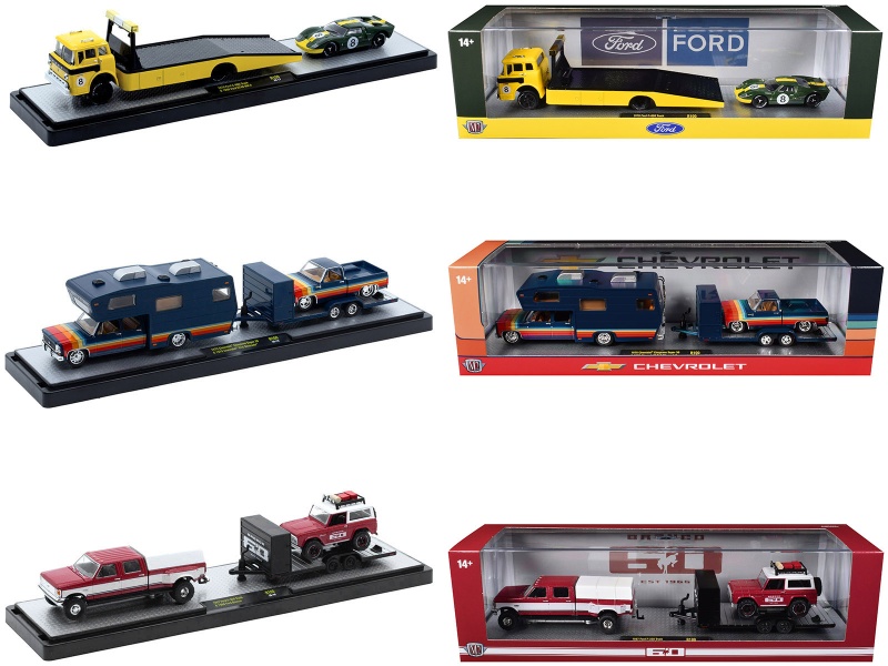 Auto Haulers Set Of 3 Trucks Release 100 Limited Edition To 9600 Pieces Worldwide 1/64 Diecast Models By M2 Machines