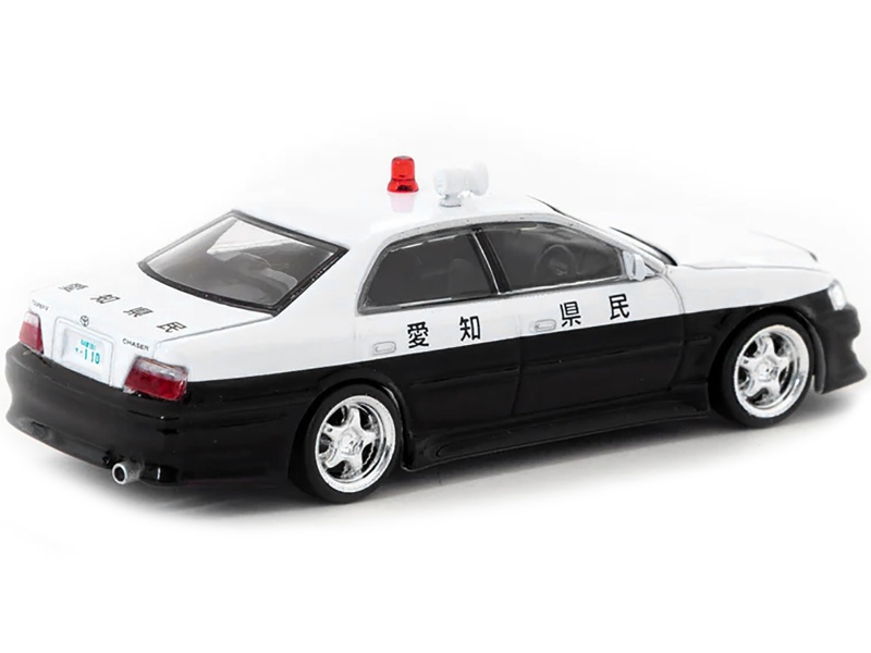 Toyota Vertex Chaser Jzx100 Rhd (Right Hand Drive) Japanese Police Black And White "Global64" Series 1/64 Diecast Model Car By Tarmac Works