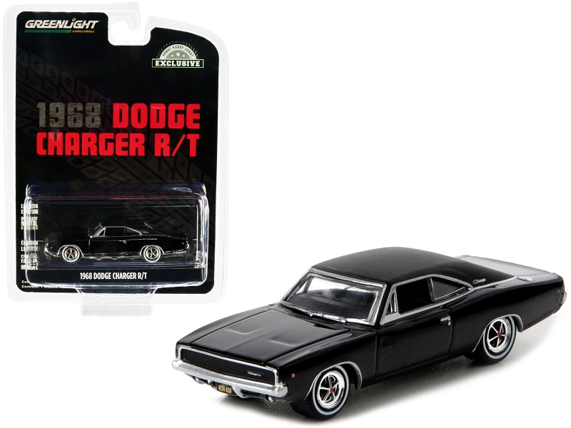 1968 Dodge Charger R/T Black "Hobby Exclusive" 1/64 Diecast Model Car By Greenlight