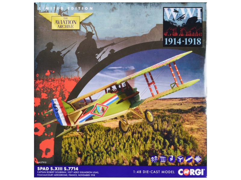Corgi 1/48 Diecast SPAD S.XIII Aircraft Model - Captain Robert Soubiran 103rd Aero Squadron USAS